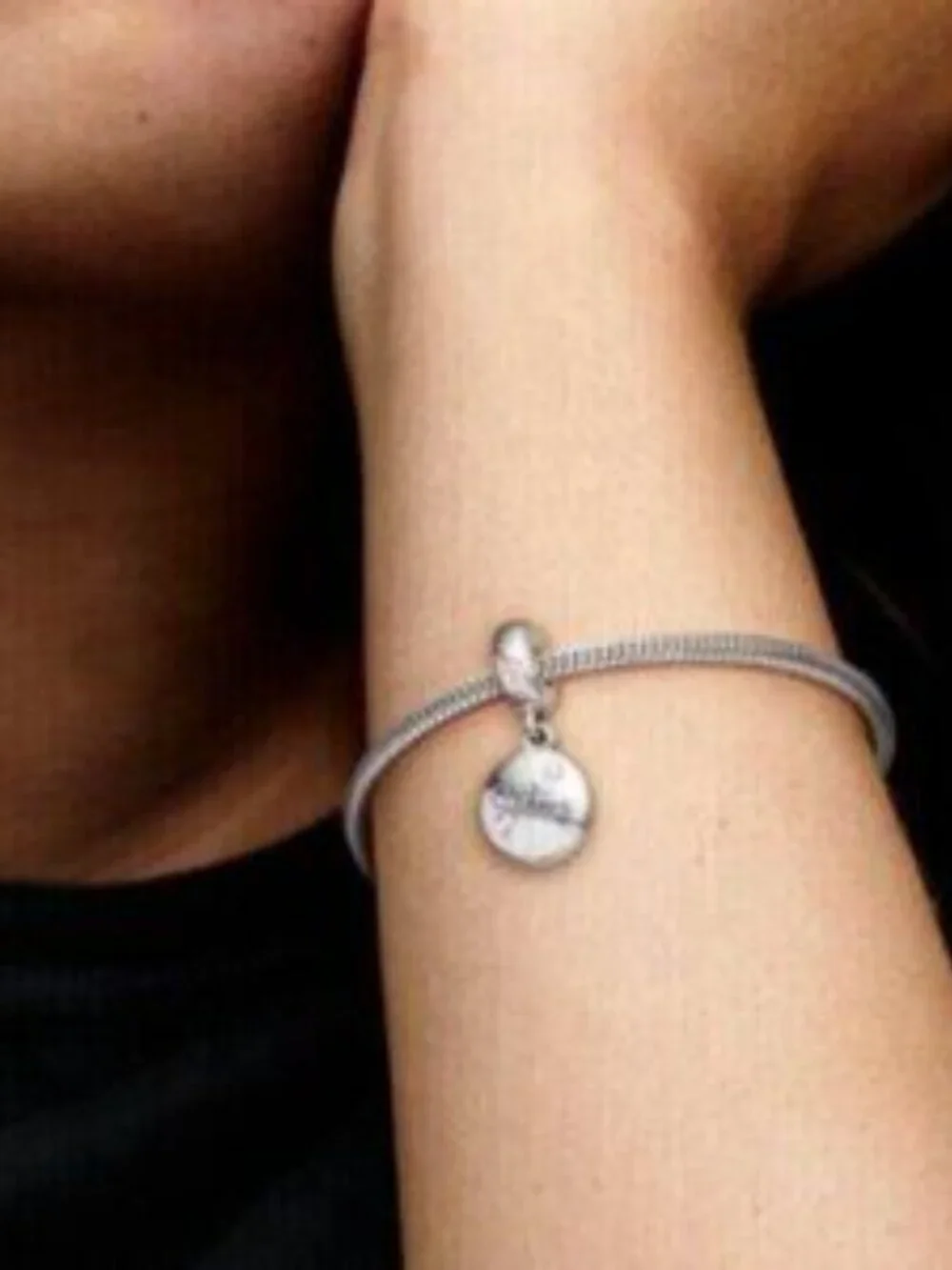 Pandora Silver 'Sisters' Dangle Charm with Pink Accents